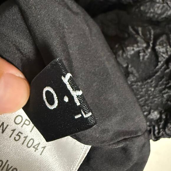 O.p.t Darby Black Jacquard Strappy Open Back Pleated Square Neck Mini Dress L - Picture 10 of 11